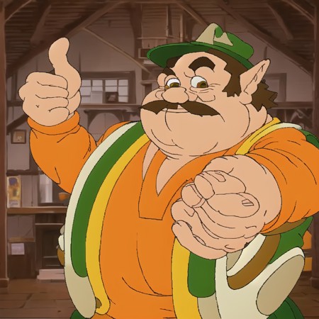 1663721273703-644836857-1boy, mustache, male focus, solo, facial hair, brown hair, thumbs up, hat, smile, looking at viewer, shirt, vest, green headwear.jpg